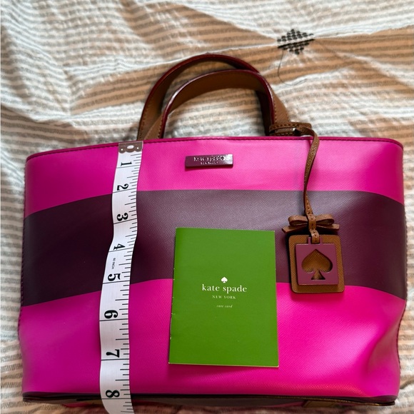 kate spade Hot Pink and Brown Stripe Tote - Picture 7 of 8